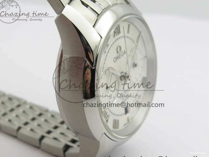 0427 HighQuality De Ville Chronograph SS OMF 1:1 Best Edition White Dial On SS Bracelet A 8151